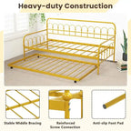 Twin Size Metal Daybed w/Trundle Sofa Bed Lockable Wheels