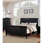 Modern Eastern King Bed with Sleigh Design Headboard and Footboard