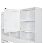 Queen Size Platform Bed with Storage Headboard and 4 Drawers