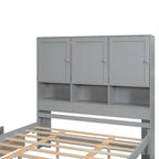 Queen Size Platform Bed with Storage Headboard and 4 Drawers