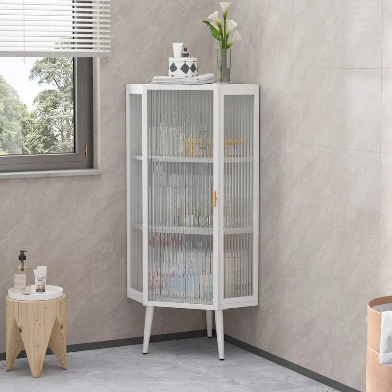3-Tiers Coner Cabinet With Glass Door