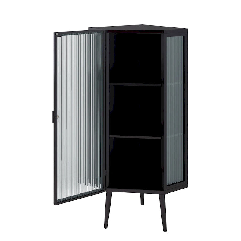 3-Tiers Coner Cabinet With Glass Door