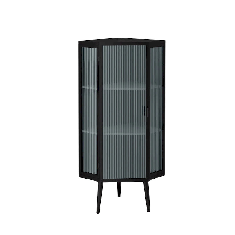3-Tiers Coner Cabinet With Glass Door