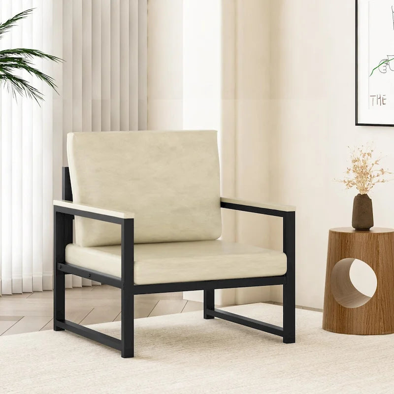 Mieres Single Lazy Boy Sofa Chair, Simple Modern Sofa Chair with Armrests for Living Room, Office, Bedroom, Beige/Khaki
