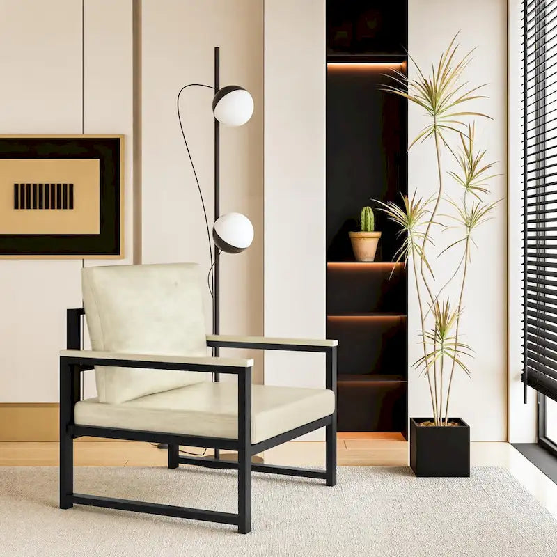 Mieres Single Lazy Boy Sofa Chair, Simple Modern Sofa Chair with Armrests for Living Room, Office, Bedroom, Beige/Khaki