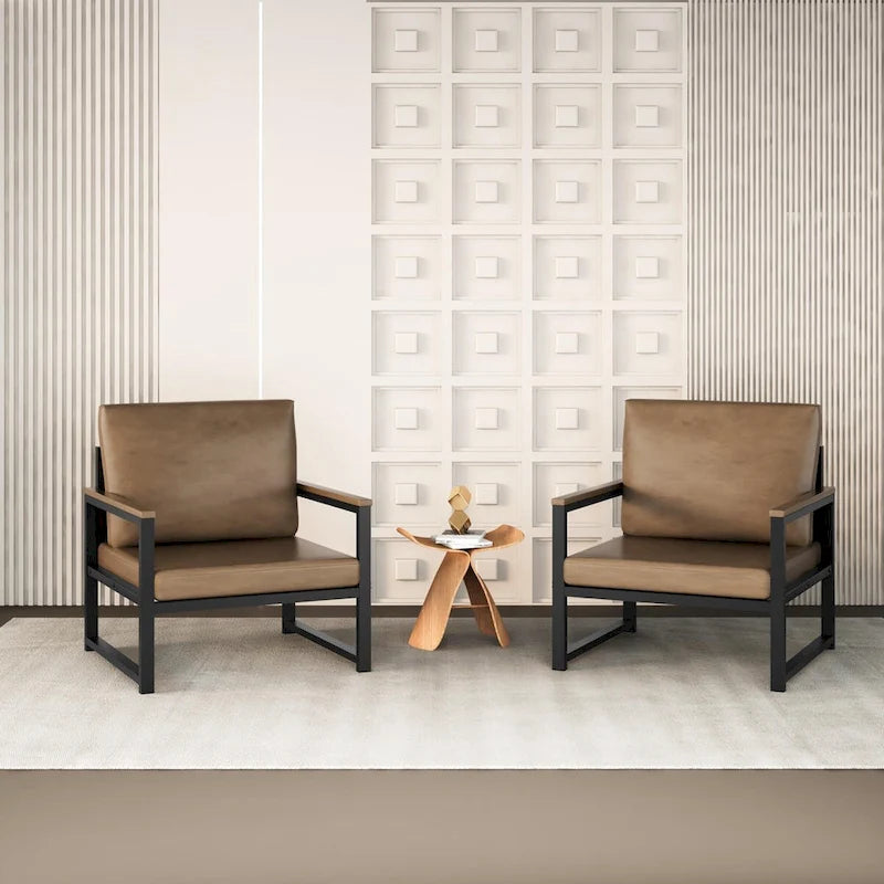 Mieres Single Lazy Boy Sofa Chair, Simple Modern Sofa Chair with Armrests for Living Room, Office, Bedroom, Beige/Khaki