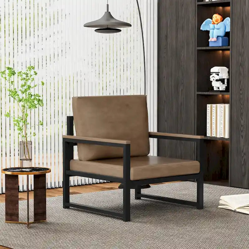 Mieres Single Lazy Boy Sofa Chair, Simple Modern Sofa Chair with Armrests for Living Room, Office, Bedroom, Beige/Khaki
