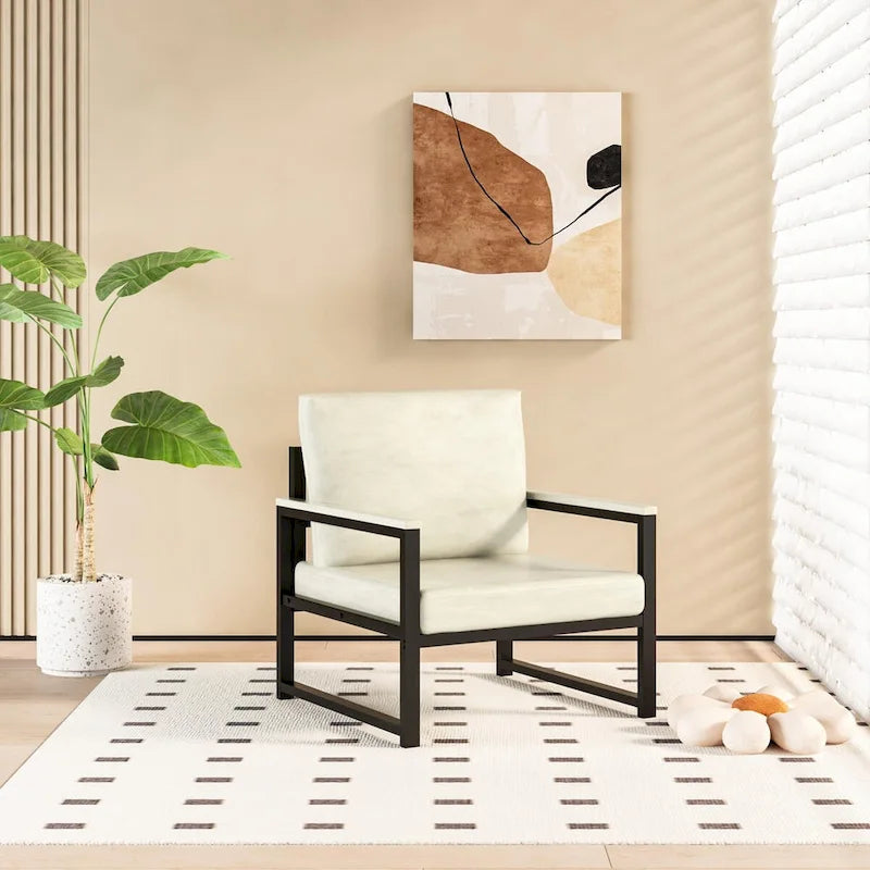 Mieres Single Lazy Boy Sofa Chair, Simple Modern Sofa Chair with Armrests for Living Room, Office, Bedroom, Beige/Khaki