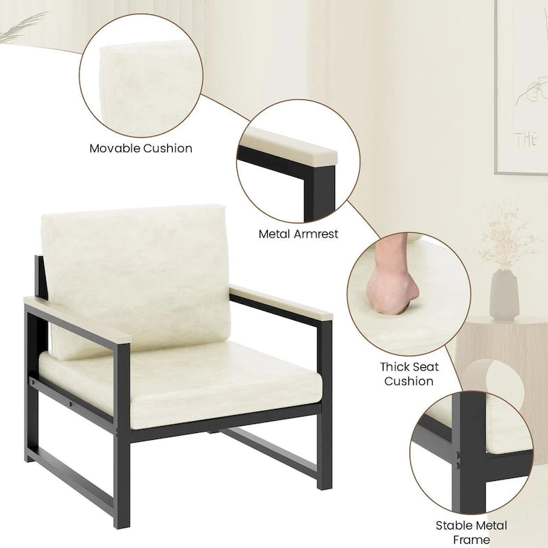 Mieres Single Lazy Boy Sofa Chair, Simple Modern Sofa Chair with Armrests for Living Room, Office, Bedroom, Beige/Khaki