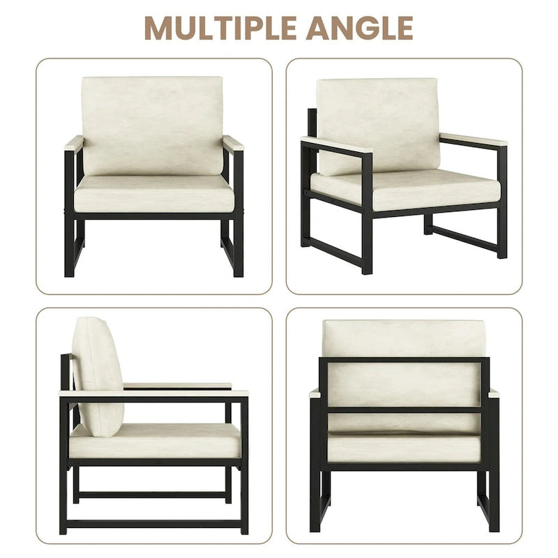 Mieres Single Lazy Boy Sofa Chair, Simple Modern Sofa Chair with Armrests for Living Room, Office, Bedroom, Beige/Khaki