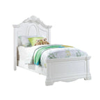 Wooden Bed with Arched Headboard in White Finish