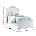 Wooden Bed with Arched Headboard in White Finish