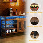 Moasis 47 Wine Bar Cabinet with Power Outlets and LED Lights Industrial Coffee Bar Cabinets - 47.2L x 15.7W x 33.4H