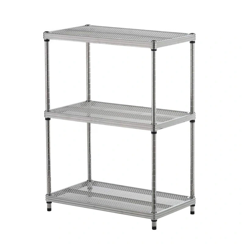 Design Ideas MeshWorks 3 Tier Full-Size Metal Storage Shelving Unit Rack, White - 12