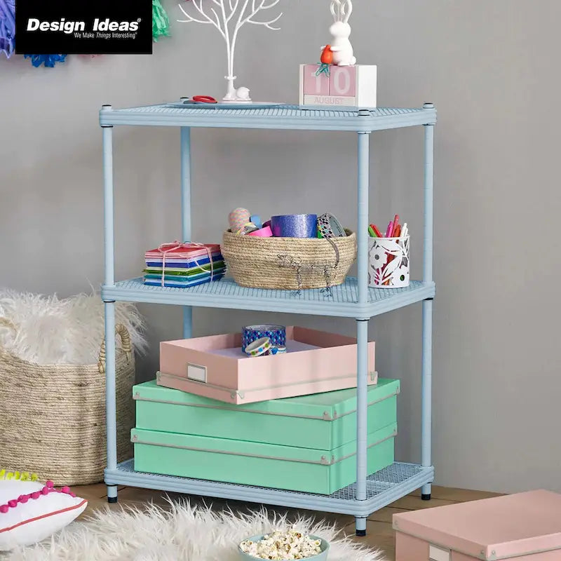Design Ideas MeshWorks 3 Tier Full-Size Metal Storage Shelving Unit Rack, White - 12