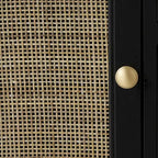 Wood Handmade 3 Drawers and 1 Door Room Cabinet with Rattan Front - Black - Roche River Decor