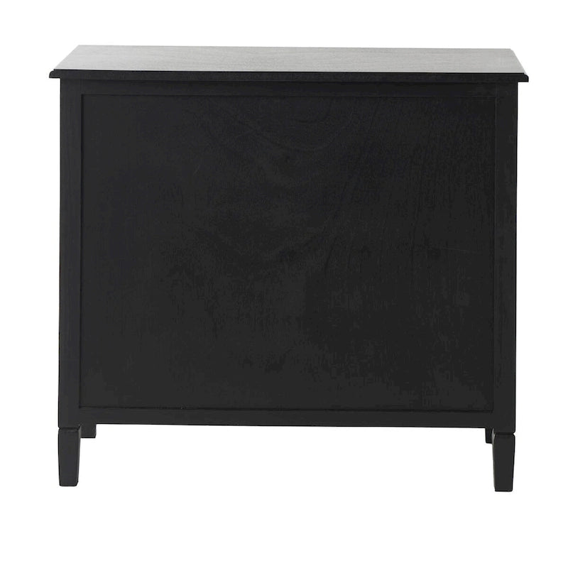Wood Handmade 3 Drawers and 1 Door Room Cabinet with Rattan Front - Black - Roche River Decor